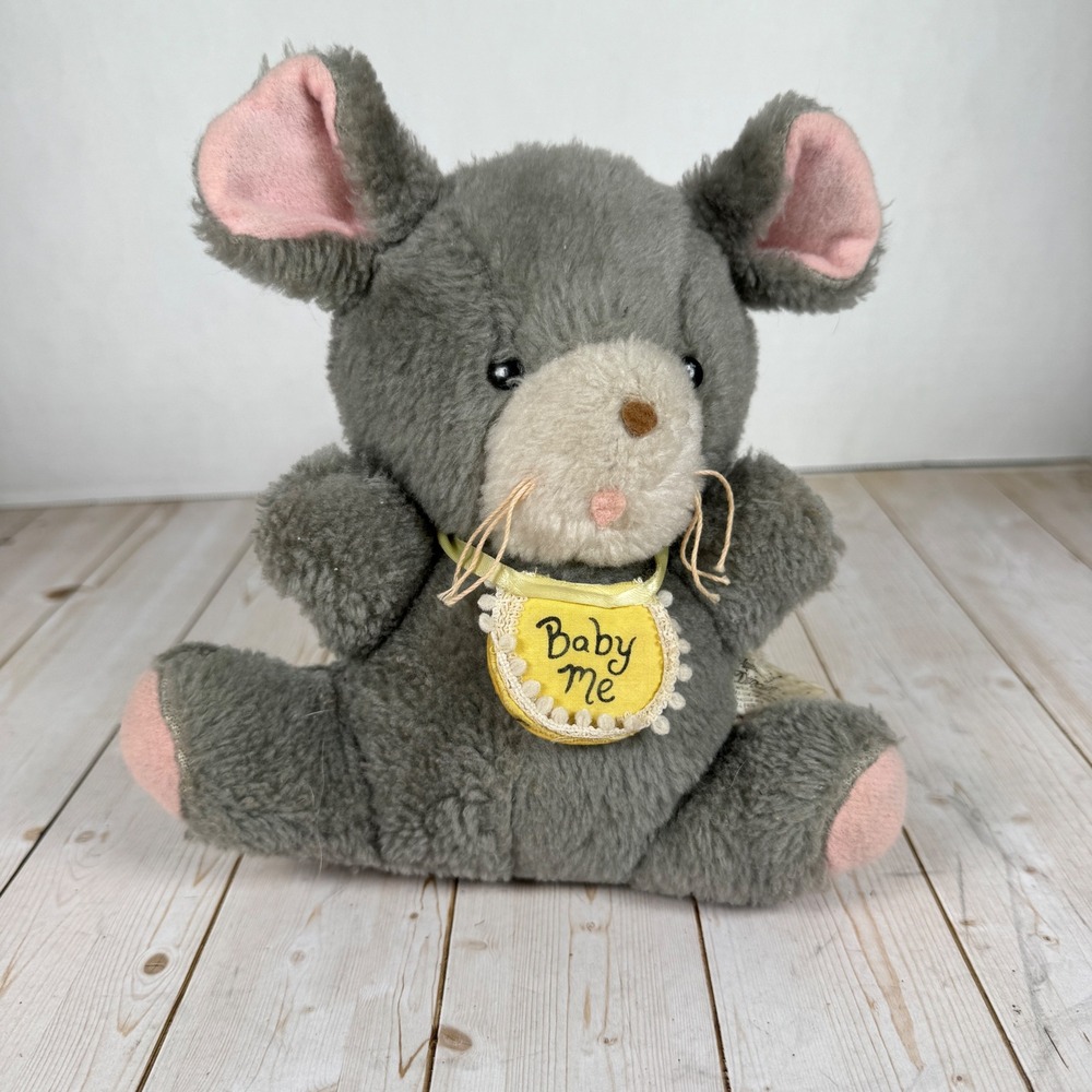 Vintage Knickerbocker Animals of Distinction Musical  Mouse Baby Me Grey Plush